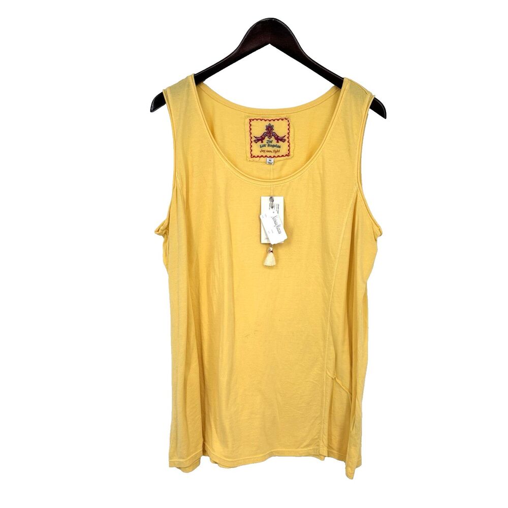 JW Johnny Was Los Angeles Classic Knit Tank Women’s XXL Yellow 100% Cotton NWT